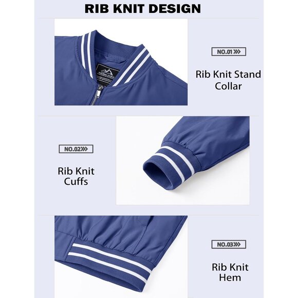 Brand New Men's Blue   Polyester  MAGCOMSEN Bomber Jacket Windbreaker - Picture 6 of 6